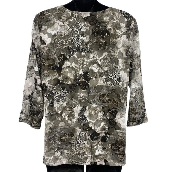 Alfani Women Top Blouse Size XL Extra Large Floral Lace V-Neck Blouse 3/4 New - Picture 8 of 10